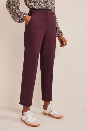 Boden Purple Bi-Stretch Straight Trousers