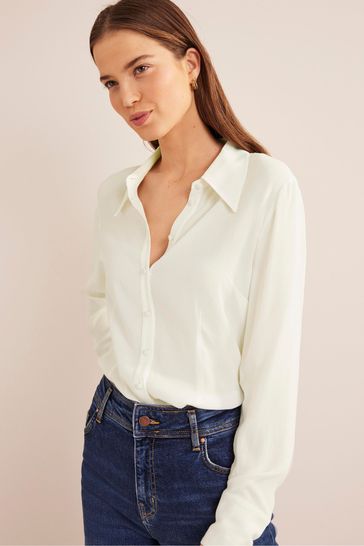 Boden White Fitted Workwear Shirt