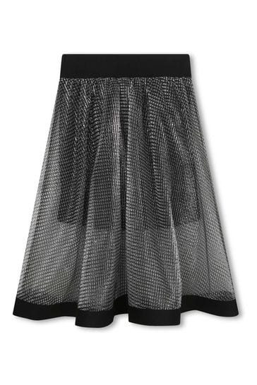 DKNY Silver Two Layered Logo Skirt
