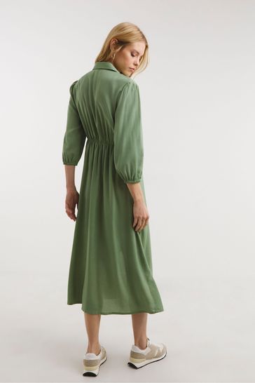 Buy JD Williams Pistachio Zip Front Shirt Dress With Open Neck