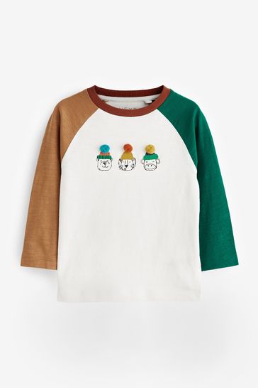 Buy Ecru White Trio Animal Long Sleeve Character T Shirt 3mths