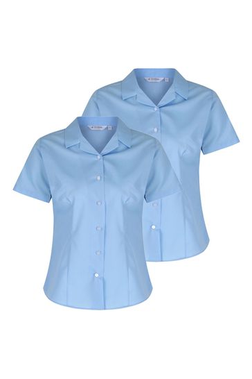 girls blue short sleeve school shirts