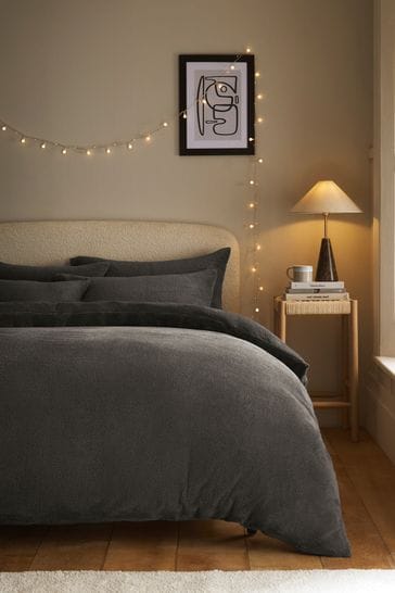 Grey teddy duvet set hot sale