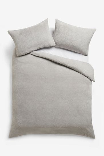 Buy Grey Teddy Borg Fleece Duvet Cover And Pillowcase Set from Next Luxembourg