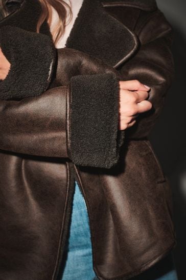 Buy Brown Oversized Aviator Jacket from Next Lithuania Buy Brown Oversized Aviator Jacket from Next Lithuania