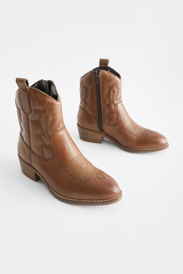 Tan Brown Western Heel Boots