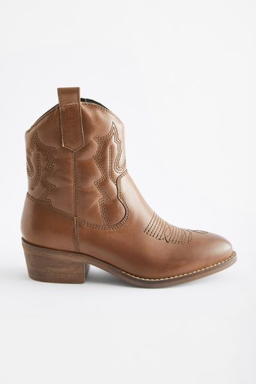 Tan Brown Western Heel Boots