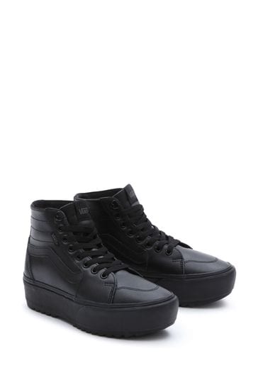 All black vans high shop tops womens