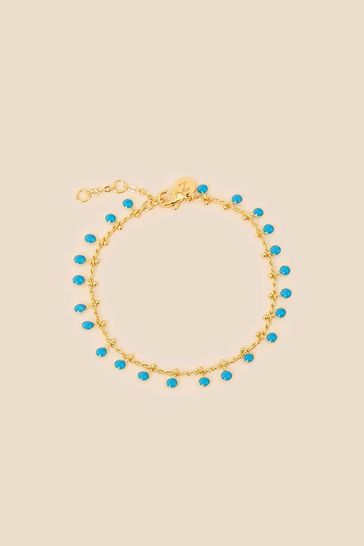 Accessorize Blue Gold-Plated Enamel Charm Bracelet