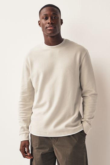 Neutral Long Sleeve Mock Layer T-Shirt