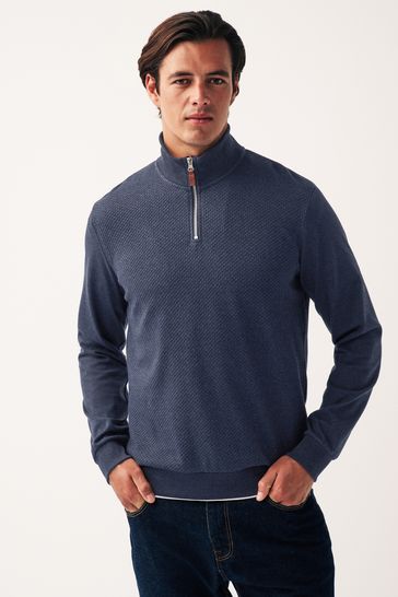 Navy zip neck jumper on sale