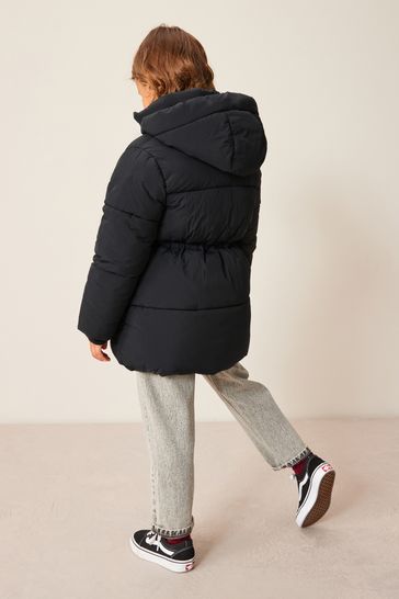 Black sales padded coat