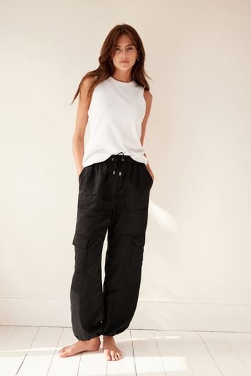 Black Cargo Combat Trousers