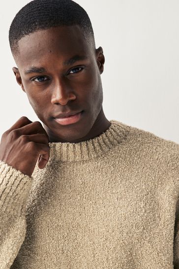Buy Neutral Relaxed Boucle Crew Neck Jumper from Next Netherlands