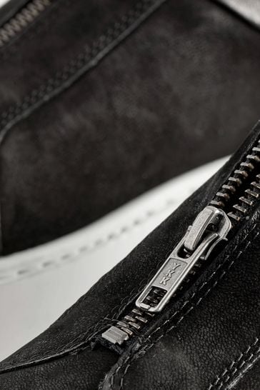 Clean 9 zip sneaker black suede leather shop