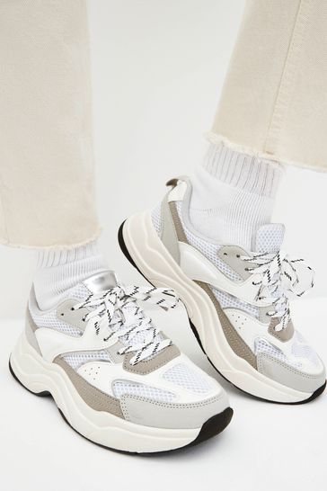 White Forever Comfort® Chunky Sole Lace Up Trainers