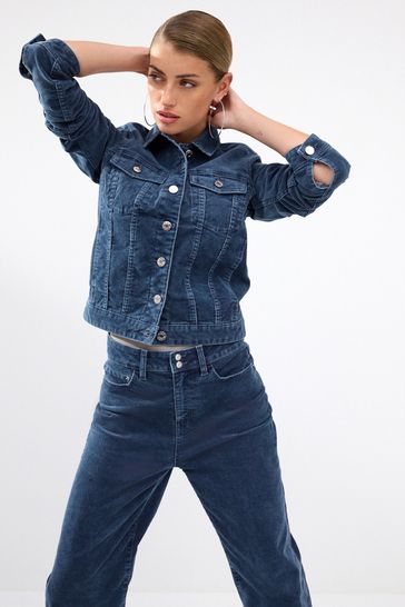 Blue cord jacket womens store