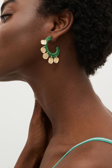Green discount hanging earrings