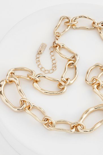 Buy Gold Tone Recycled Metal Organic Shaped Necklace from Next
