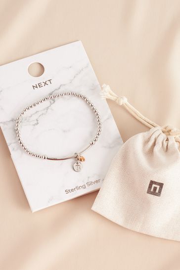 Buy Sterling Silver Initial Heart Beaded Bracelet from Next Kuwait