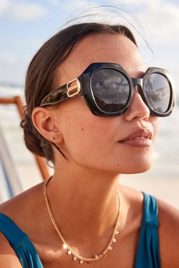 Hexagon shop frame sunglasses