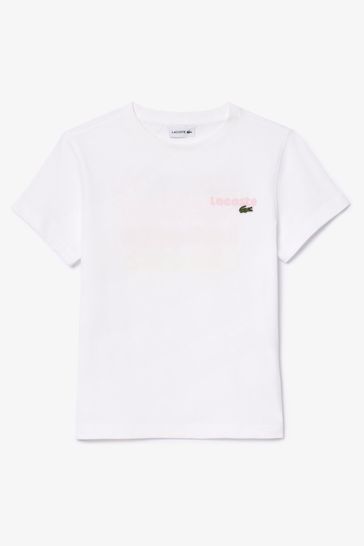 Lacoste Childrens Pastel Graphic Logo Back Print T Shirt