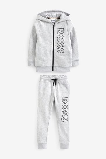 Buy BOSS Grey Marl Vertical Logo Hooded Tracksuit from Next