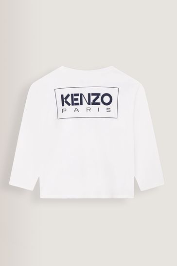 Buy KENZO KIDS White Chest Logo Long Sleeve T Shirt from the Laura