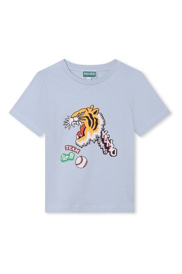 Kenzo Kids Blue Tiger Team Logo T-Shirt