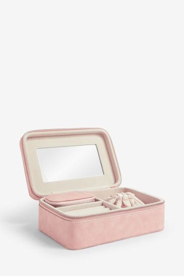 Pink leather jewelry box cheap