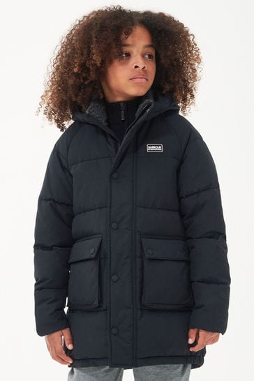 Barbour International Boys Black Govan Quilted Logo Jacket