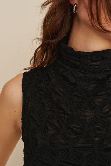 Buy Black Sleeveless Textured Top from Next Austria