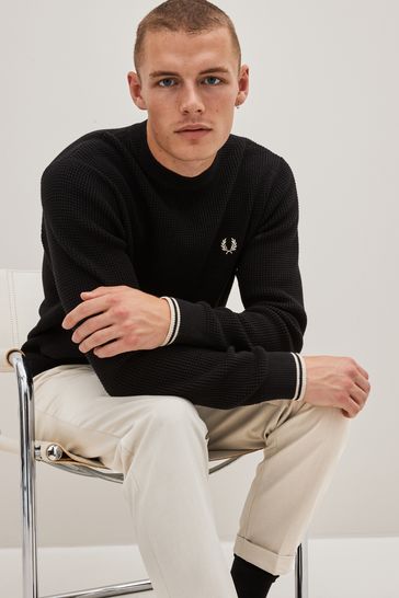 Buy Fred Perry Waffle Stitch Crew Neck Jumper from Next Singapore