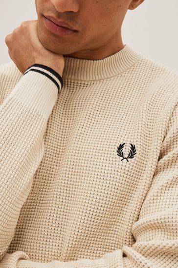 Buy Fred Perry Waffle Stitch Crew Neck Jumper from Next Luxembourg