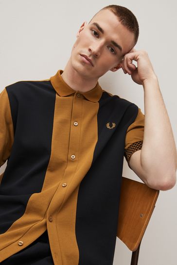 Buy Fred Perry Caramel Brown Button Through Polo Shirt from Next