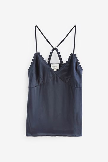 Navy blue satin camisole on sale