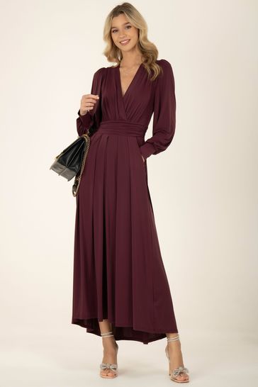 Maroon long sleeve 2024 maxi dress