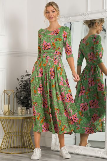 Buy Jolie Moi Green Kimberly Jersey 3 4 Sleeve Maxi Dress from Next Saudi Arabia