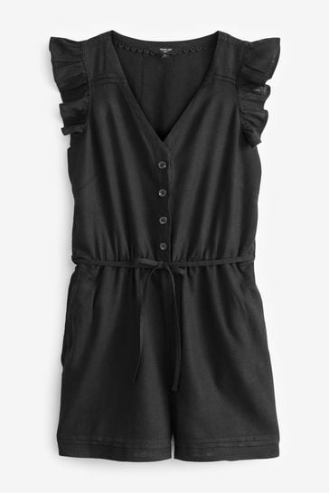 Black ruffle playsuit outlet