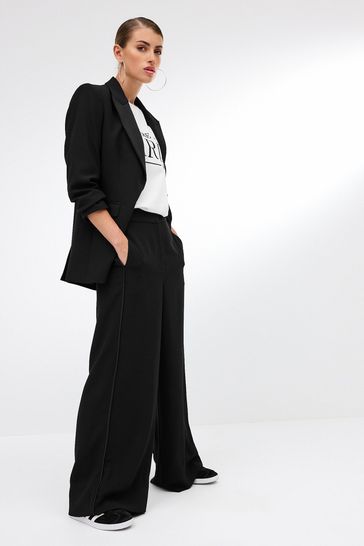 Black crepe tailored blazer clearance