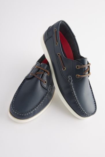 Navy Blue Wide Fit Classic Boat Shoes