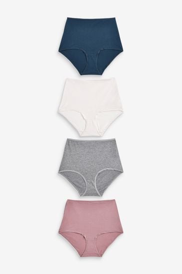 Buy Plum Purple/Grey/Navy Blue/Cream Full Brief Cotton Rich Knickers 4 Pack  from Next Israel