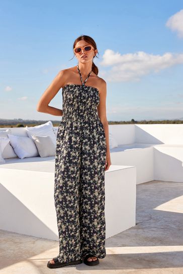 Shirred bandeau sale jumpsuit