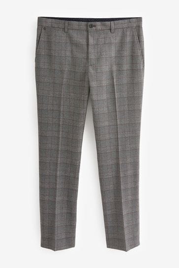 Grey check slim fit trousers 2025