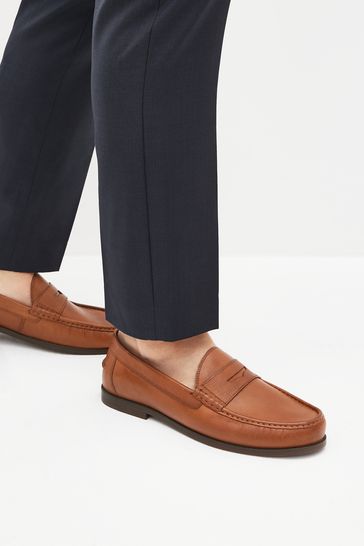 Wide fit tan on sale loafers