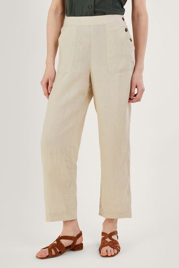 Monsoon white linen trousers sale