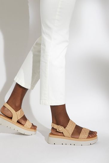 Dune London Brown Lorris Woven Strap Soft Volu Sandals