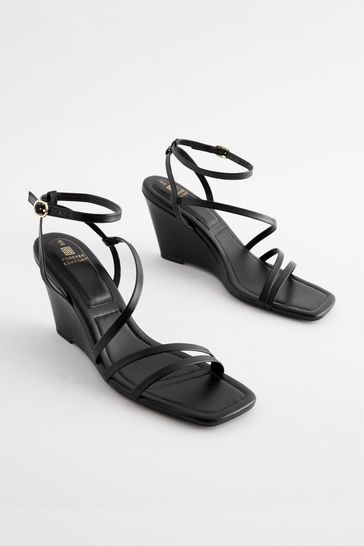 Leather strappy wedges online