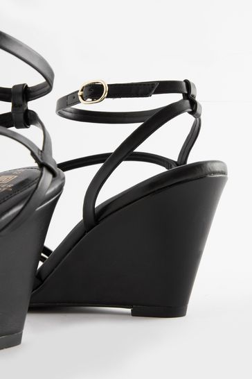 Black strappy wedges uk discount