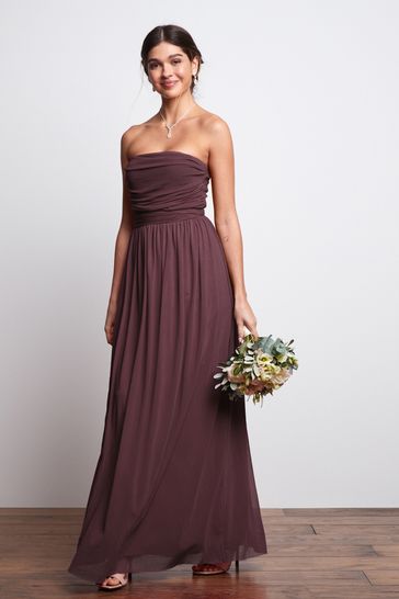 Berry Red Mesh Multiway Bridesmaid Wedding Maxi Dress